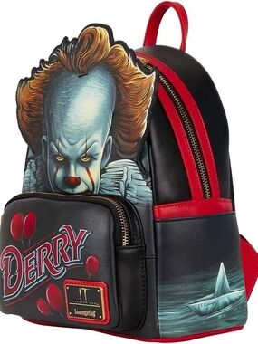 Loungefly Black and Red Pennywise Mini Backpack